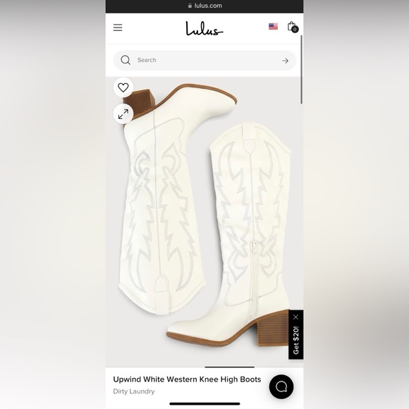 New in box Upwind White Western Knee High Boots
Dirty Laundry 6.5 Cowboy Lulus - Picture 7 of 11